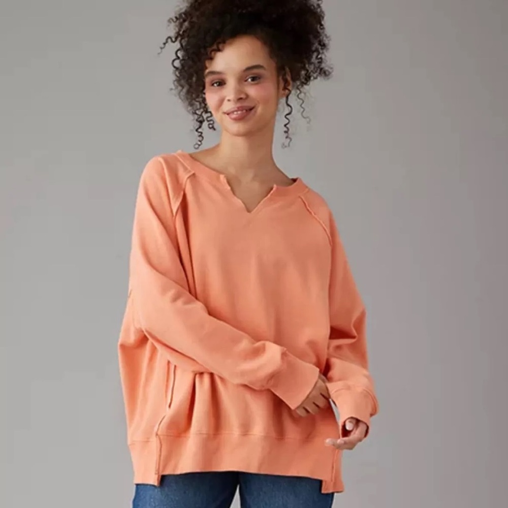 American Eagle Big Hug Oversized Notch Neck Sweatshirt